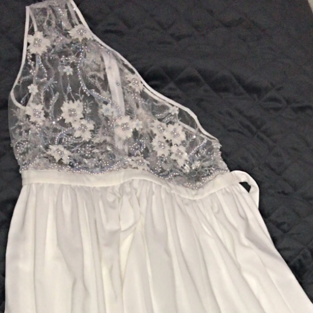 Floral Pearl Elegant White Dress
